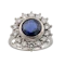 Sapphire and Diamond Cluster Ring in 18ct White Gold-Spectrum Antiques - image 1