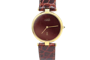 Cartier Must de Cartier Ronde Vendome Vermeil 1990s Red Dial