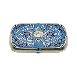 Russian silver cloisonné and pique-a-jour enamel cigarette case, St Petersburg, 1890s by Grigory Andreyev.