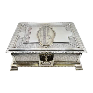 Large silver and enamel cigar casket, Serbia, c.1910.