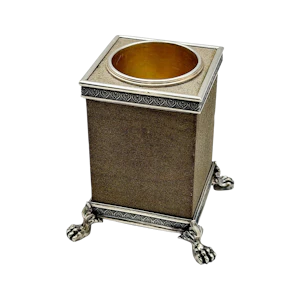 Faberge silver and sandstone match holder, St Petersburg, c.1890s by Workmaster Julius Rappoport.
