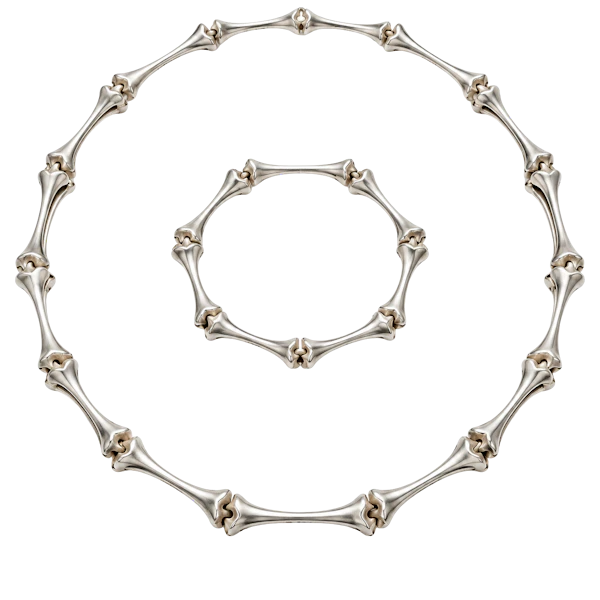 Björn Weckström for Lapponia "Aranda" Sterling Silver Bone Necklace & Bracelet Set, 1978. Mark Constable Unit 301 - image 1