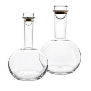 Ole Palsby for Georg Jensen – Pair of Glass Decanters with Sterling silver rims. Mark Constable Unit 301