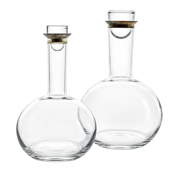 Ole Palsby for Georg Jensen – Pair of Glass Decanters with Sterling silver rims. Mark Constable Unit 301 - image 1