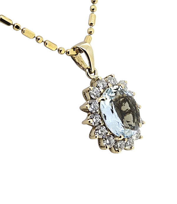 Aquamarine and Diamond Pendant & chain - image 1