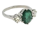 Emerald and Diamond 3 stone ring - image 1