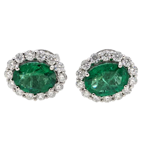 Emerald & Diamond cluster earrings