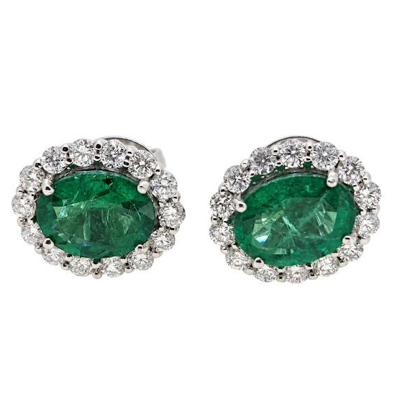 Emerald & Diamond cluster earrings - image 1