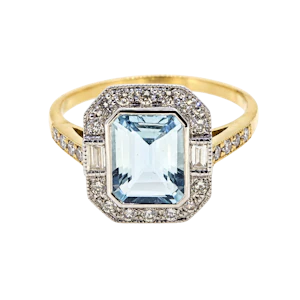 Aquamarine and Diamond ring