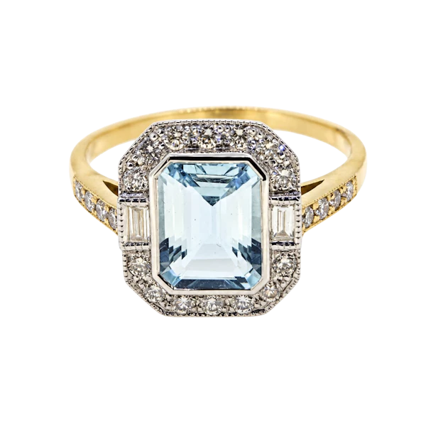 Aquamarine and Diamond ring - image 1