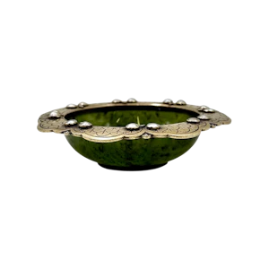 Bolin antique Russian jade silver gilt pearl and diamond bonbon dish, St Petersburg, c.1910 by Nikolai Chernokov.