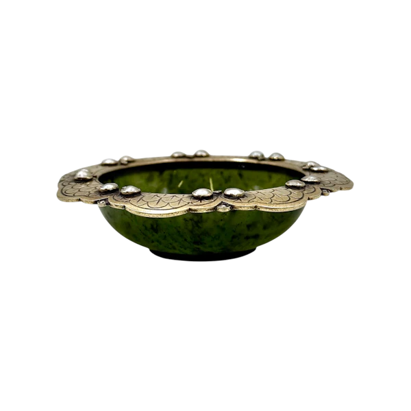 Bolin antique Russian jade silver gilt pearl and diamond bonbon dish, St Petersburg, c.1910 by Nikolai Chernokov. - image 1