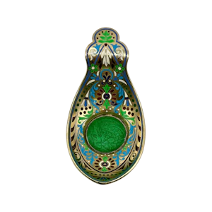 Russian silver gilt champleve and pique-a-jour enamel kovsh, Moscow, c.1900 by Khlebnikov.