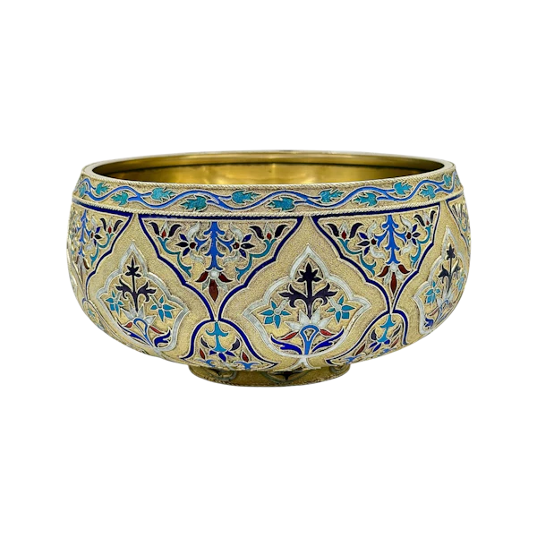 Russian silver gilt and cloisonné enamel large bowl (bratina) , Moscow, 1888 by Khlebnikov. - image 1