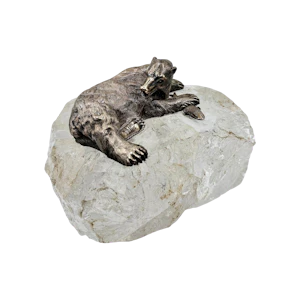 Russian silver bear on ice rock, St Petersburg, c.1890.