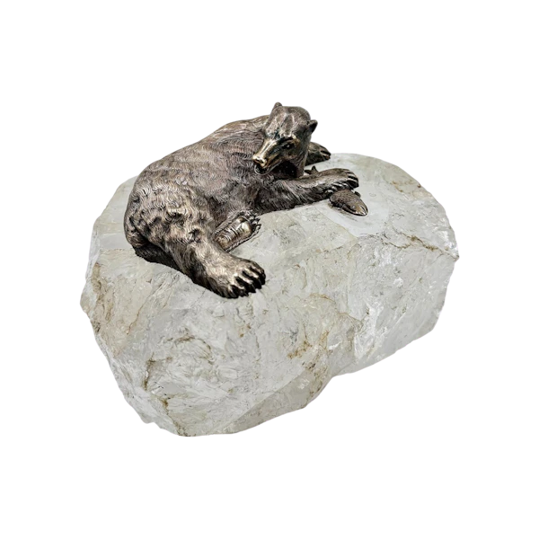 Russian silver bear on ice rock, St Petersburg, c.1890. - image 1