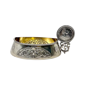 Russian silver coin kovsh, St Petersburg, c.1910 by Vladmirov.