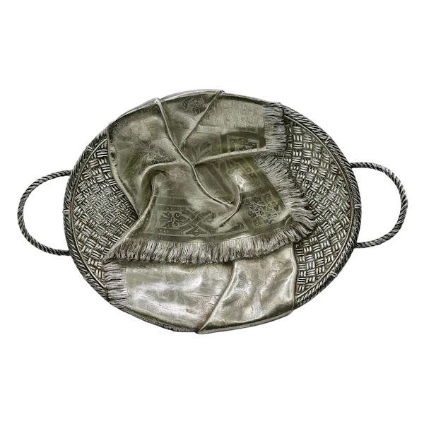 Russian silver trompe l'oeil two handle basket, Moscow, c.1910 by Fourteen Artel. - image 1