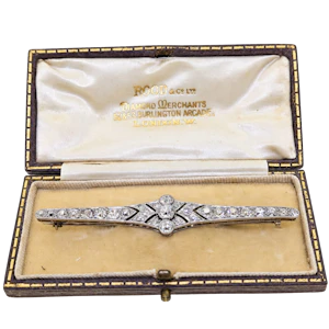 Edwardian Platinum & Diamond Bar Brooch circa 1910