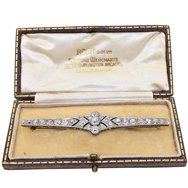 Edwardian Platinum & Diamond Bar Brooch circa 1910 - image 1