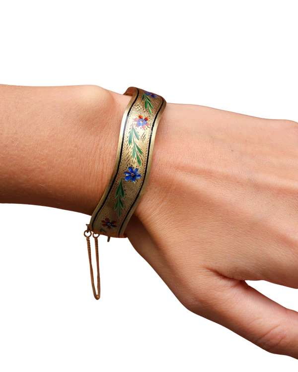 Lovely Victorian 15ct Gold And Enamel Bangle at Deco&Vintage Ltd - image 1
