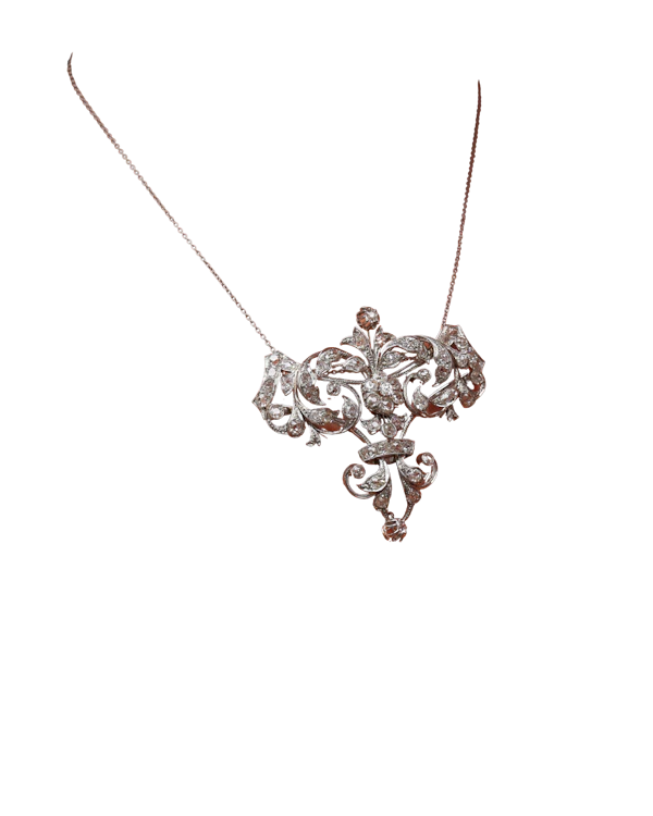 Lovely Art Deco Diamond Platinum Pendant/Brooch at Deco&Vintage Ltd - image 1