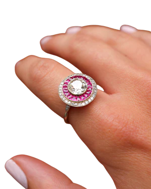 Lovely Diamond And Ruby 18ct White Gold Ring at Deco&Vintage Ltd