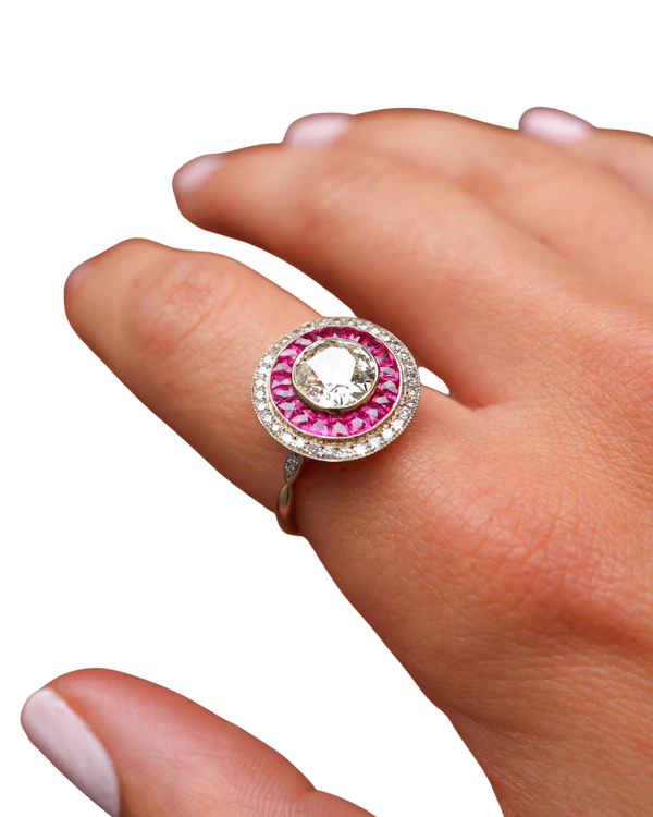 Lovely Diamond And Ruby 18ct White Gold Ring at Deco&Vintage Ltd - image 1