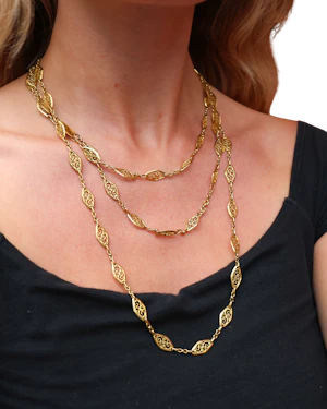 Lovely Art Nouveau French 18ct Long Chain at Deco&Vintage Ltd