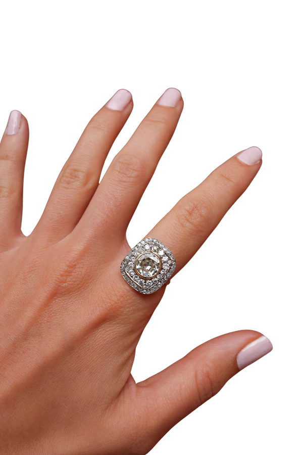 Lovely Art Deco French Diamond platinum Ring at Deco&Vintage Ltd - image 1