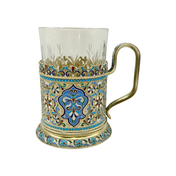 Russian silver gilt and cloisonné enamel tea glass holder, Moscow, c.1900 by - image 1