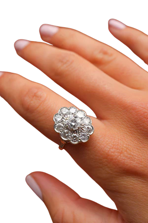 Vintage French 18ct White Gold Diamond Ring at Deco&Vintage Ltd