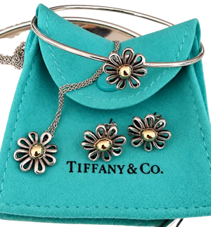 Tiffany & Co Sterling Silver Floral Jewellery Set earrings pendant and bangle by Paloma Picasso Mark Constable Unit 301