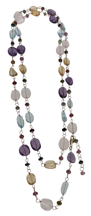 Stunning 9ct Gold multi gemstone gem beaded necklace Mark Constable Unit 301