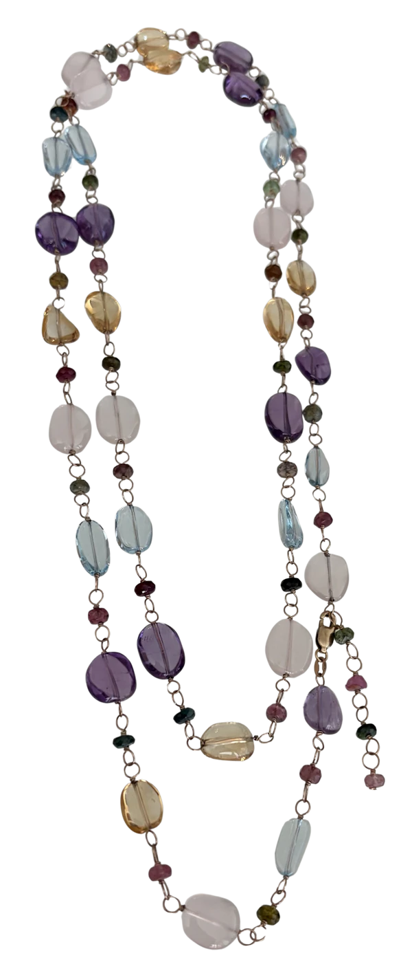 Stunning 9ct Gold multi gemstone gem beaded necklace Mark Constable Unit 301 - image 1