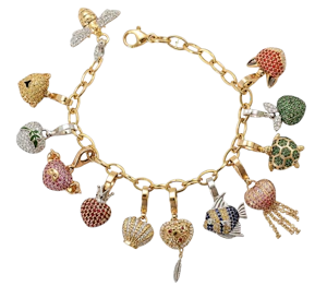 Theo Fennell 18ct Gold Multi-Gem Charm Bracelet Mark Constable Unit 301