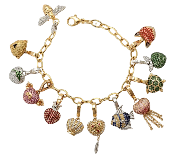 Theo Fennell 18ct Gold Multi-Gem Charm Bracelet Mark Constable Unit 301 - image 1