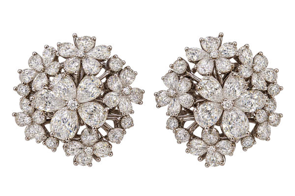David Morris handcrafted White Diamond Cherry Blossom Large Dome Earrings Set In 18ct White Gold 6.99ct diamonds. Boxed  Mark Constable Unit 301 - image 2