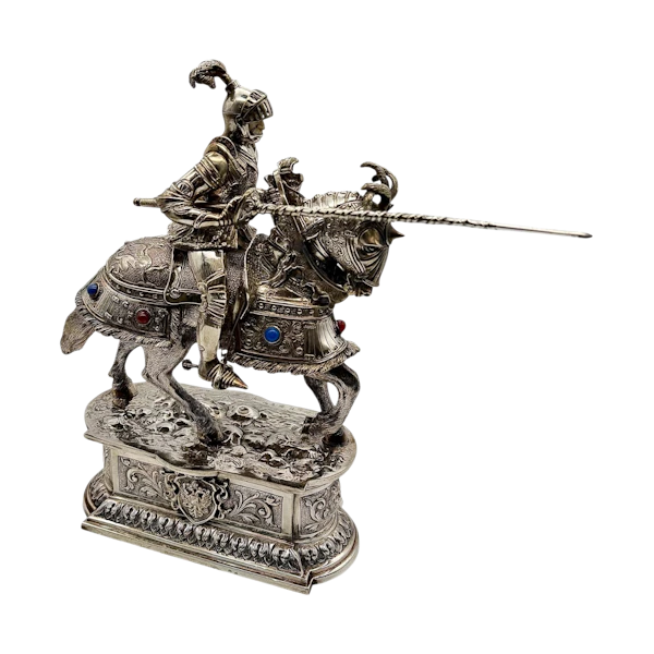 Early 20th Century continental silver knight on a horse. - image 1