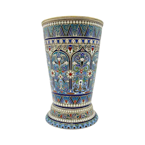 Russian silver gilt and cloisonné enamel cup, Moscow by Pavel Ovchinnikov, 1894.