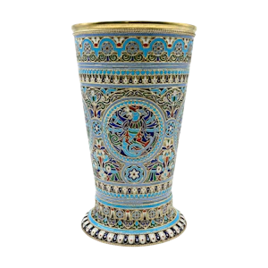 Russian silver gilt and cloisonné enamel cup, Moscow by Pavel Ovchinnikov, 1895.
