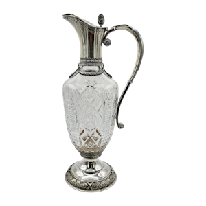 Fabergé silver and cut glass claret jug, Moscow, c.1900.