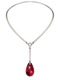 Vivianna Torun Bülow-Hübe, circa 1960s. French  Rare sculptural silver neck ring with a long articulated drop suspending a striking red glass pendant. Mark Constable Unit 301 - image 1