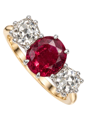 Pretty Oval Ruby and Diamond Ring Ca.1920-35