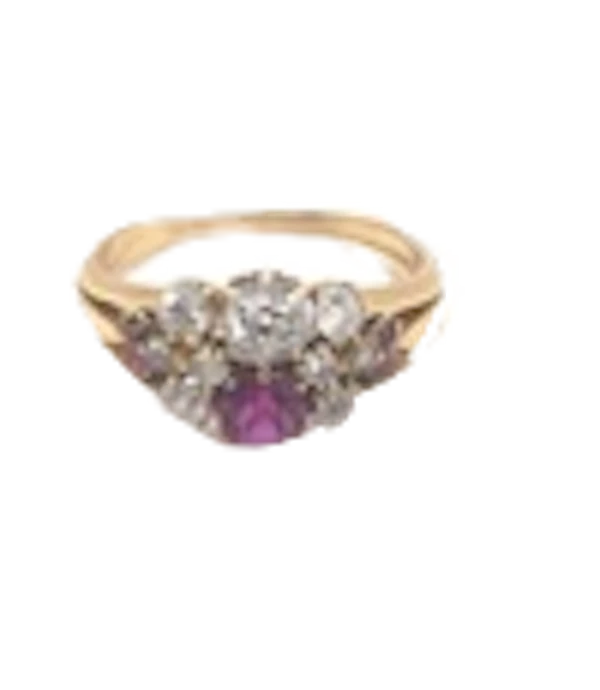 A Bright and Vibrant Burma Ruby and 'Old Cut' Diamond Edwardian Ring - image 1