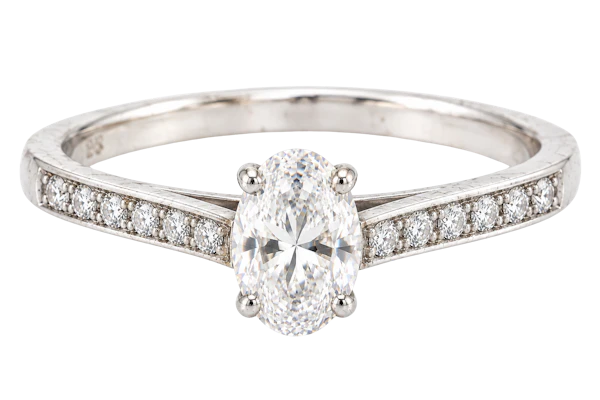 Oval Diamond Solitaire Ring ca. 2000 - image 5