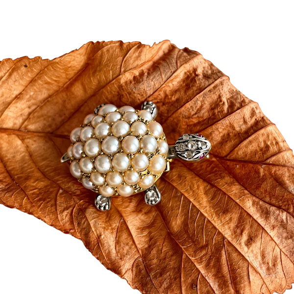 Charming, Victorian Natural Pearl Tortoise ca1880 - image 1