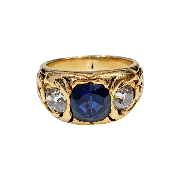 French Art Nouveau Unheated Sapphire & Diamond Ring, circa 1900 - image 1