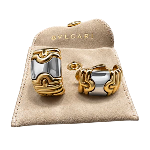 Vintage Bvlgari Parentesi Gold & Steel Earrings, Circa 1980s