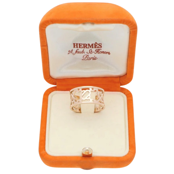Vintage Hermès Chaîne d’Ancre Passerelle Ring in 18k Rose Gold — 1979 - image 1
